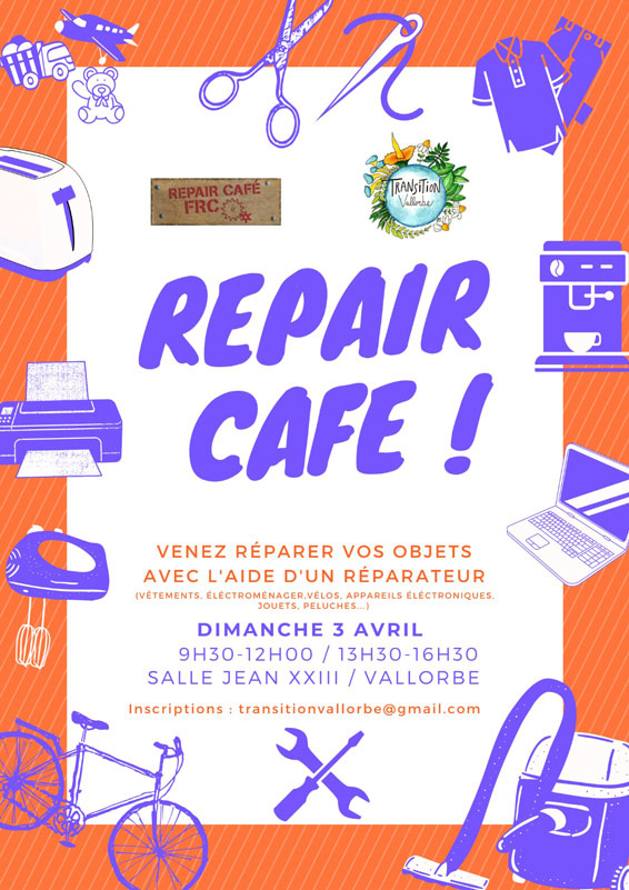 Repair cafe à Vallorbe - Le 3 avril 2022 Repair cafe à Vallorbe - Le 3 avril 2022